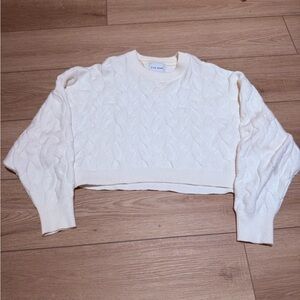 Pink Rose Cream Cable Knit Sweater